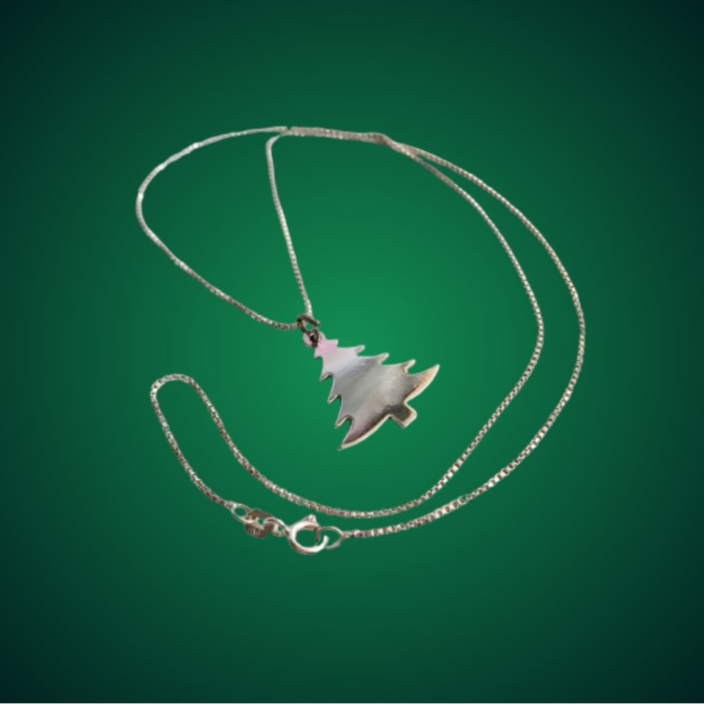 Vintage Danecraft sterling silver tree pendant on signed 925 Italy necklace